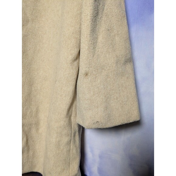 Vintage Long Wool Coat Womens L Tan Beige 90s Distressed Grunge Punk USA Made - Picture 6 of 11